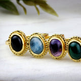 Engagement Ring Amethyst , February Birthstone Ring, Oval Cut Stone Rings, Purple Gemstone Ring, Dainty Gold Rings For Women