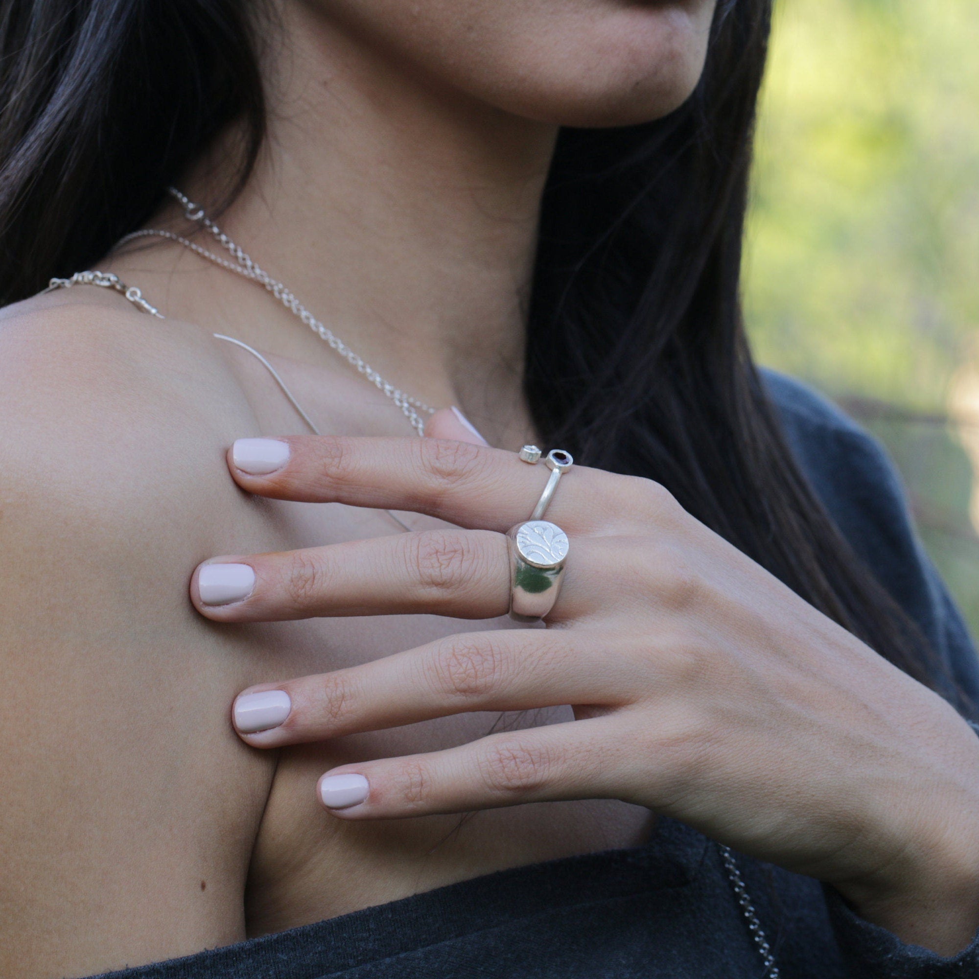 Silver Signet Ring • Round Signet Ring Women • Vintage Ring • Statement Ring • Solitaire Ring • Hand-Made Signet Ring • Gift For Mom