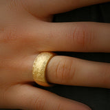 14k gold chunky ring, Carved wide ring for women, Thick boho ring, Unique thick statement ring, Handmade jewelry, Gift for her