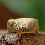 14k gold chunky ring, Carved wide ring for women, Thick boho ring, Unique thick statement ring, Handmade jewelry, Gift for her