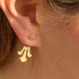 Unique gold stud earrings, Elegant front back earrings, Boho ear jacket, Post earrings, Handcrafted bohemian jewelry for women, Gift for her