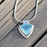 Aqua Chalcedony Trillion cut Pendant Necklace • Luxury Handmade Charm Necklace • Hand Made Silver Pendant Necklace Gift for Women