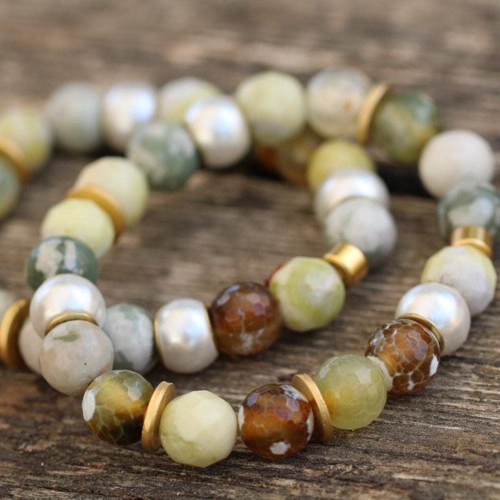 Gemstone Bracelet For Women, Agate Beaded Bracelets, Set of 2 bracelets , Statement bracelet, Handmade Bracelets, Bracelet Gift For Her
