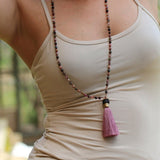 Handmade Tourmaline Gemstone Necklace - Colorful Boho Tassel Necklace for Women