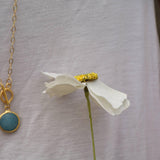 Gold Round Blue Jade Pendant Necklace for Women