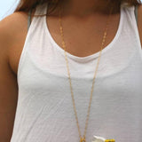 Gold Round Blue Jade Pendant Necklace for Women