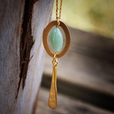 Handmade Gold Aventurine Pendant Necklace - Green Gemstone Necklace for Women