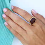 Gold-Filled Solitaire Ring For Women, Carnelian Oval Gold Ring