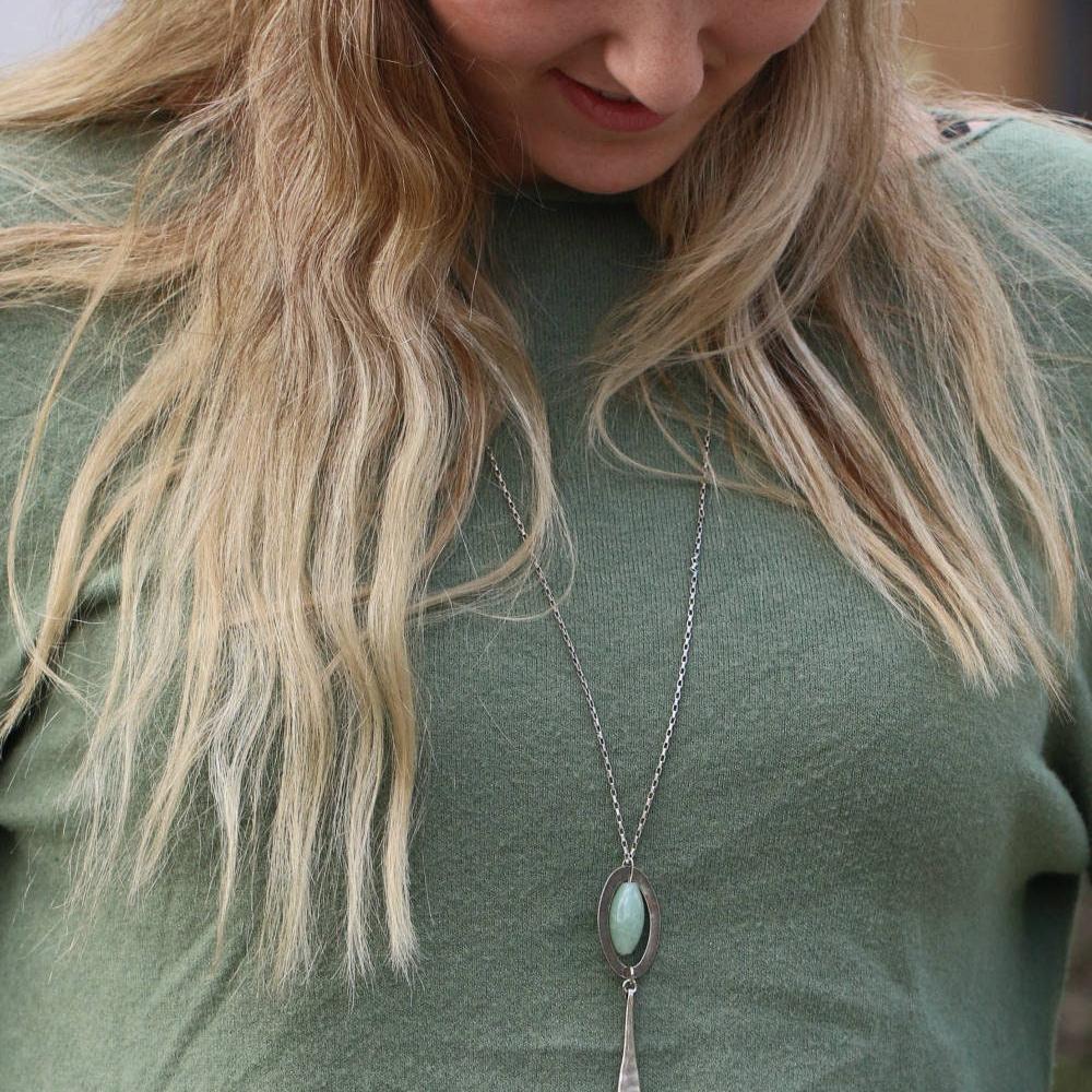Aventurine Bohemian Long Pendant Necklace for Women - Unique Gift