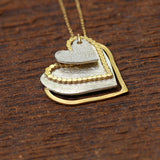Gold And Silver Heart Pendant, Two Tone Necklace For Women, Multi Heart Necklace, Hearts Necklace ForMom, Gift For Mom, Heart Necklace