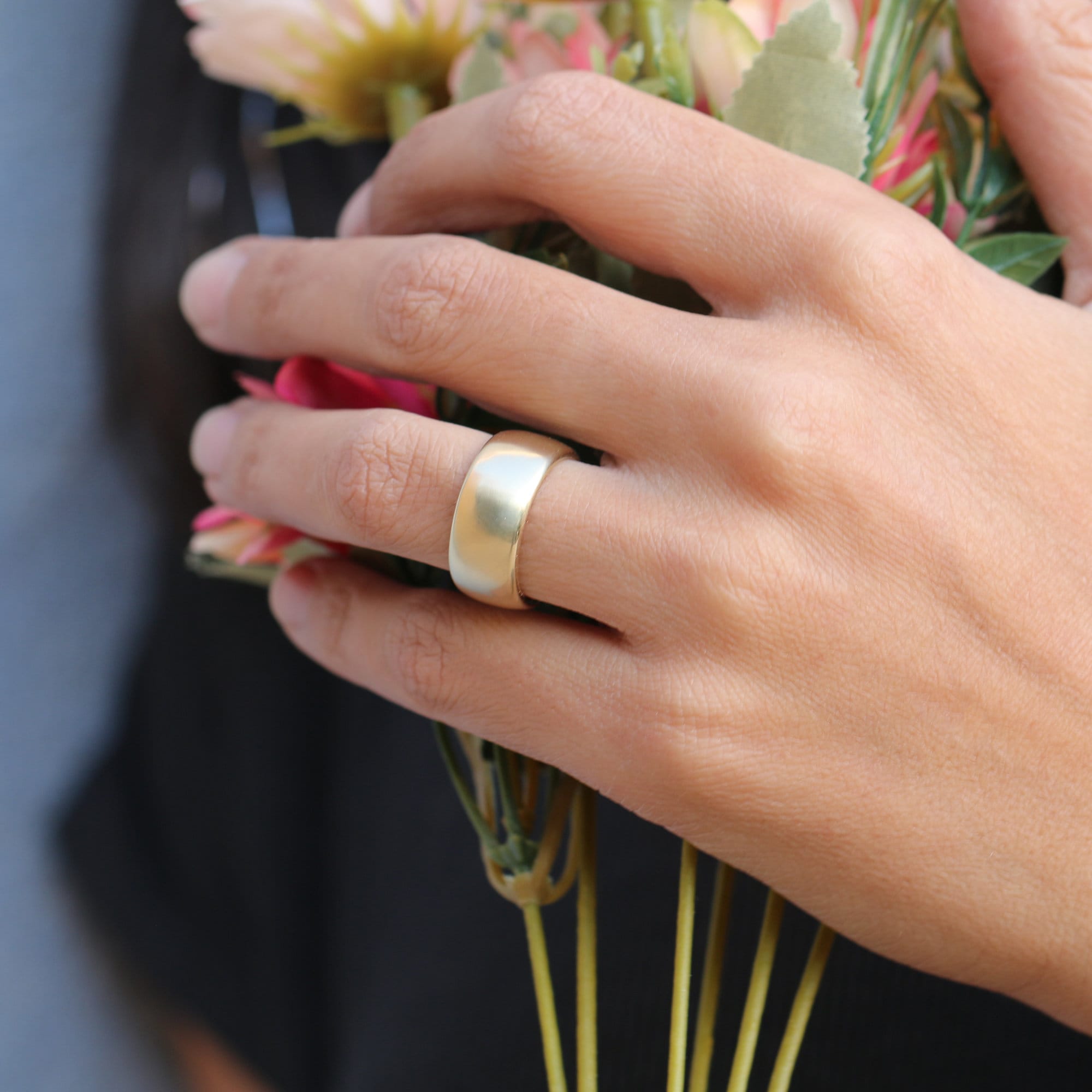 9 mm Gold Band • Women's Wedding Wide Band • Classic Ring • Wedding Dome Ring • Personalized Ring • Comfort Fit • Handmade Wedding Band