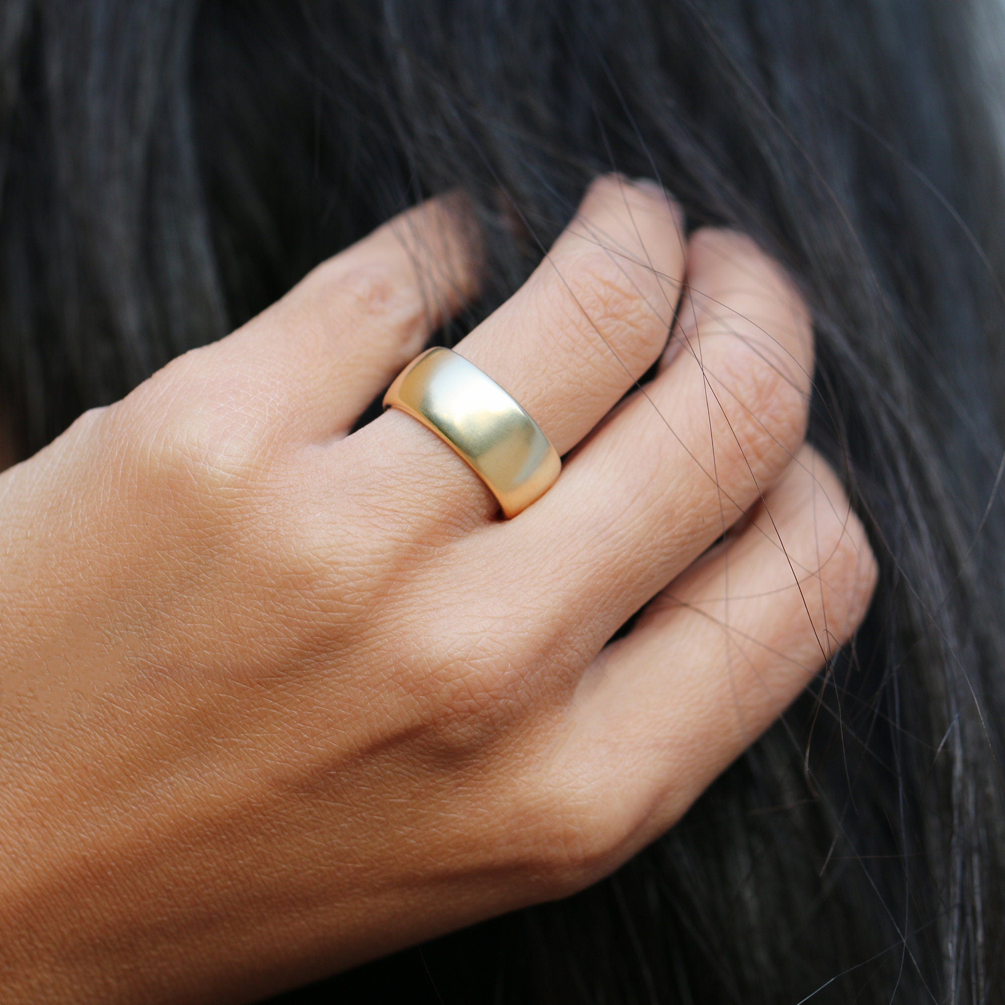 9 mm Gold Band • Women's Wedding Wide Band • Classic Ring • Wedding Dome Ring • Personalized Ring • Comfort Fit • Handmade Wedding Band