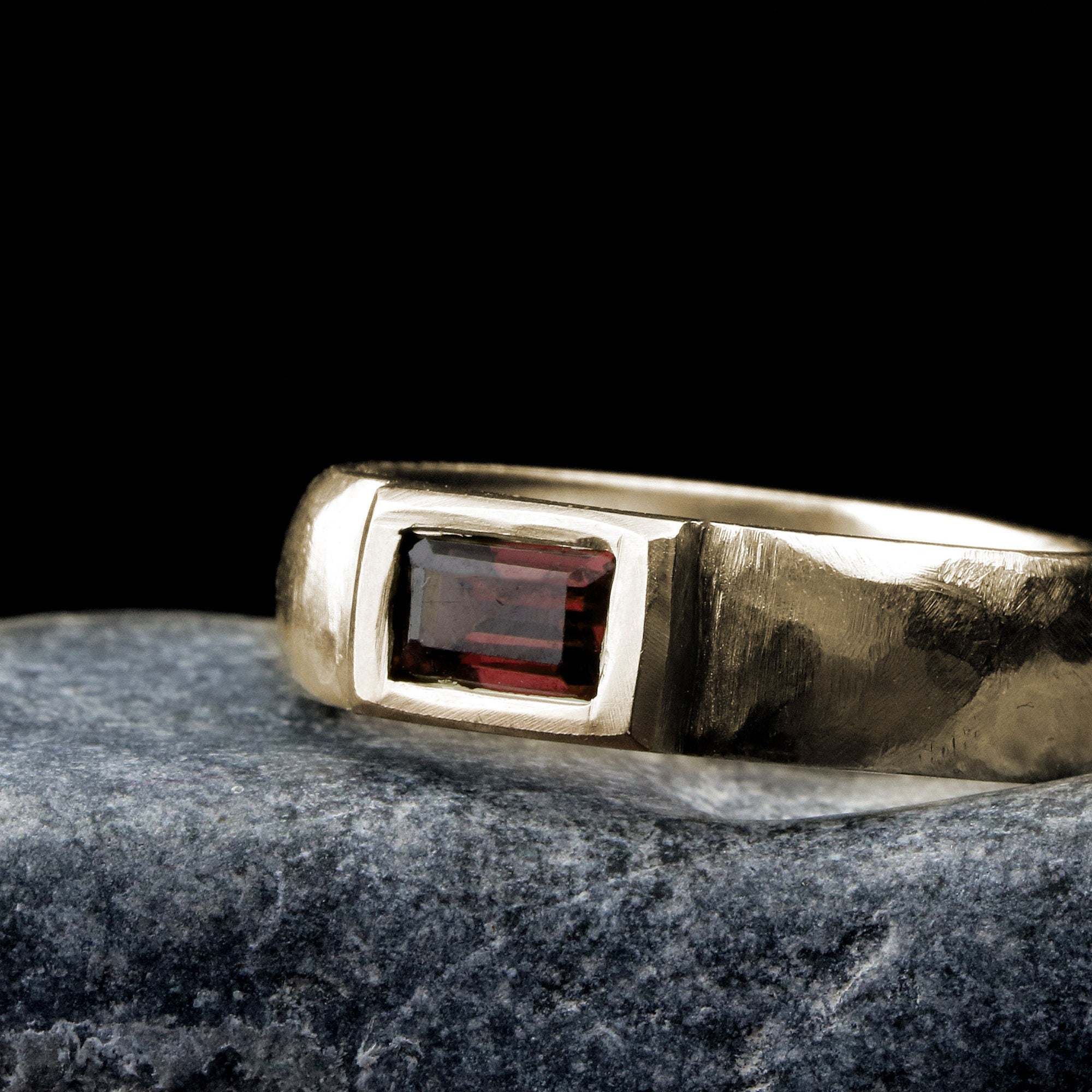 Red Garnet Ring • Rectangle Garnet Ring • Baguette Birthstone ring • Gold Plated Garnet Ring • Custom Birthstone Ring • Gift Jewelry