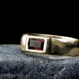 Red Garnet Ring • Rectangle Garnet Ring • Baguette Birthstone ring • Gold Plated Garnet Ring • Custom Birthstone Ring • Gift Jewelry