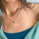 Multi Strand Necklace • Set Of Three Silver And Amazonite Necklace • Dainty Layered • Stacked Necklaces • Gifts For Her • Teardrop Pendant