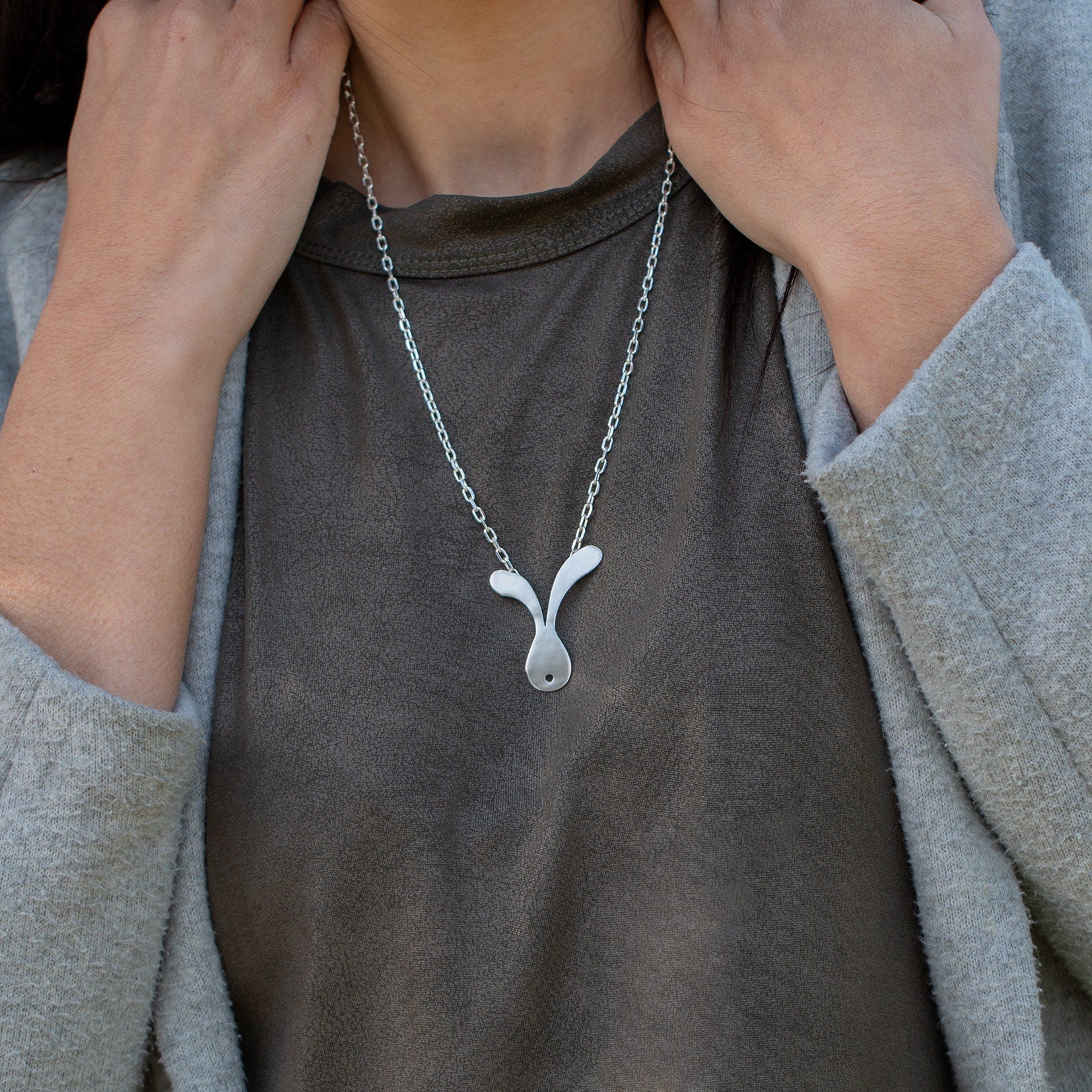 Rabbit Jewelry • Easter Jewelry Gift • Bunny Jewelry • Bunny Silver Charm Necklace • Rabbit Necklaces For Women • Rabbit Silver Pendant