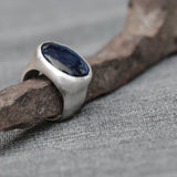 Blue Kyanite Ring • Boho Ring For Women • gold Ring • kyanite Statement Ring • Handmade Jewelry • Silver Rings • Gift For Her • Oval Ring