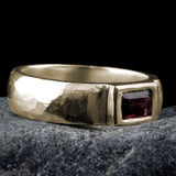 Red Garnet Ring • Rectangle Garnet Ring • Baguette Birthstone ring • Gold Plated Garnet Ring • Custom Birthstone Ring • Gift Jewelry