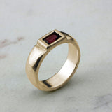 Red Garnet Ring • Rectangle Garnet Ring • Baguette Birthstone ring • Gold Plated Garnet Ring • Custom Birthstone Ring • Gift Jewelry