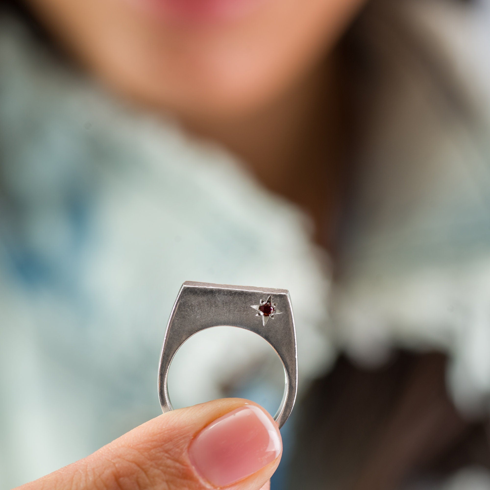 Rectangle Signet Ring • Silver Bar Ring Women • Signet Band Ring • Statement Ring • Solitaire Ring • Hand-Made Signet Ring • Gift For Mom •