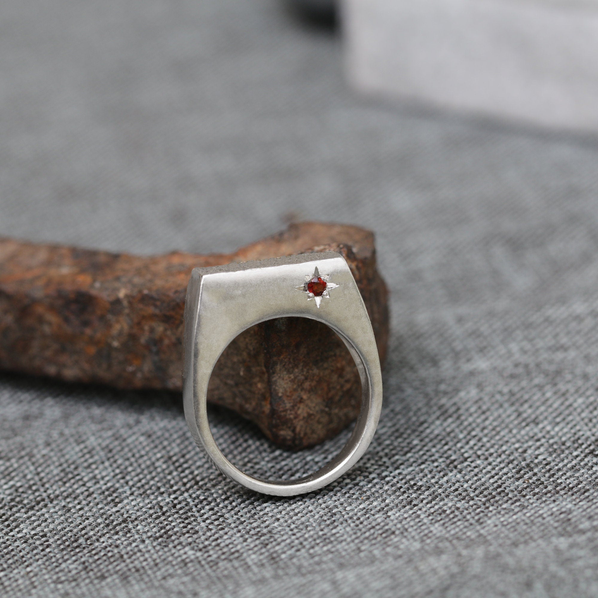 Rectangle Signet Ring • Silver Bar Ring Women • Signet Band Ring • Statement Ring • Solitaire Ring • Hand-Made Signet Ring • Gift For Mom •