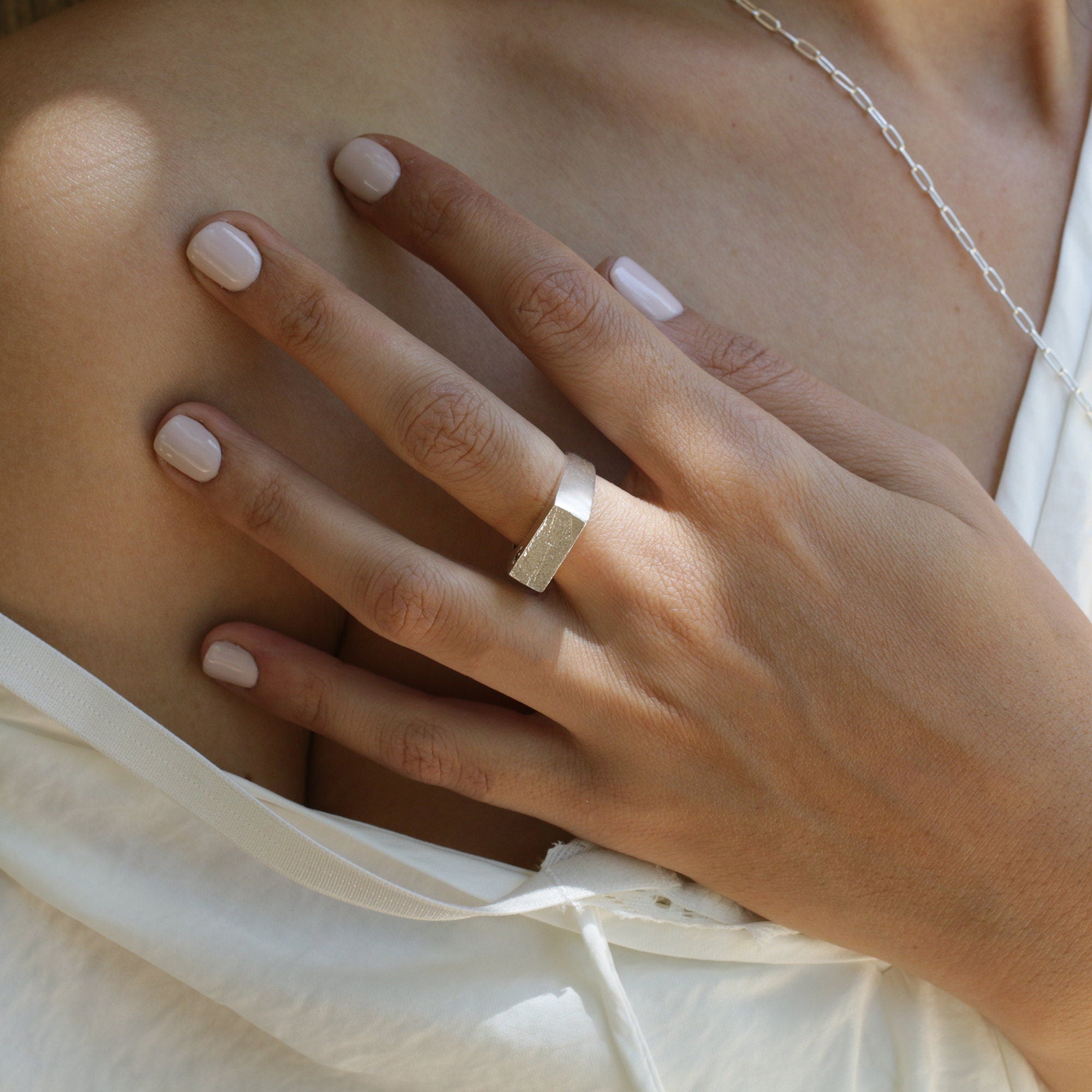 Rectangle Signet Ring • Silver Bar Ring Women • Signet Band Ring • Statement Ring • Solitaire Ring • Hand-Made Signet Ring • Gift For Mom •