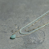 Multi Strand Necklace • Set Of Three Silver And Amazonite Necklace • Dainty Layered • Stacked Necklaces • Gifts For Her • Teardrop Pendant