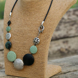 Fashion Necklace Handmade - Black Onyx Chunky Necklace with Green & Silver Accents • Statement Necklace • Bold Necklace • Gift For Mom