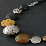 Honey Yellow Silver & Black Chunky Necklace