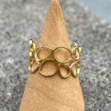 Handmade Hollow Gold Ring • Minimalist Geometric Ring • Wide Gold Band • Teardrop Pattern • Gift For Mom • Hand Made Gift For Her