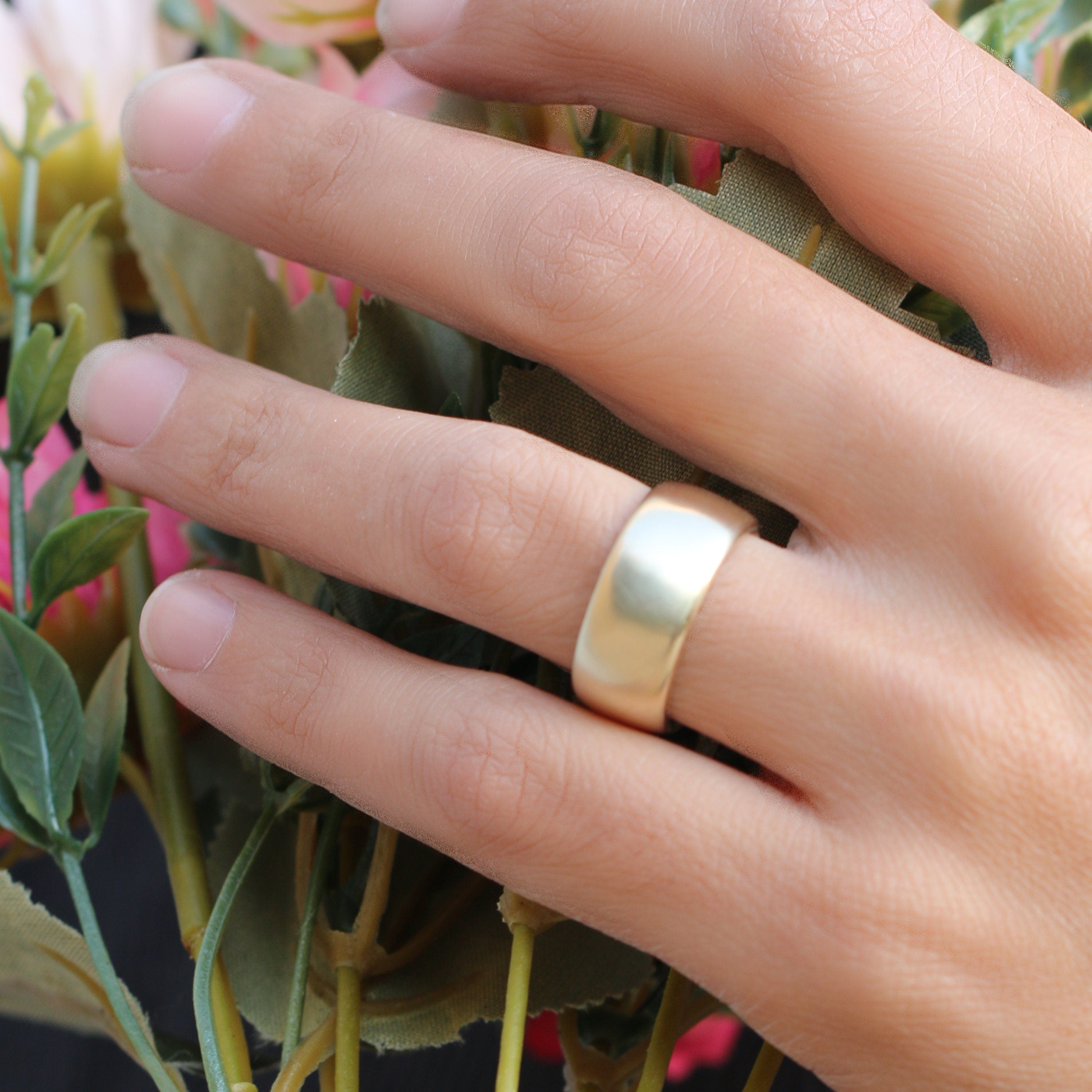 9 mm Gold Band • Women's Wedding Wide Band • Classic Ring • Wedding Dome Ring • Personalized Ring • Comfort Fit • Handmade Wedding Band