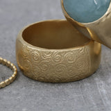 14k gold chunky ring, Carved wide ring for women, Thick boho ring, Unique thick statement ring, Handmade jewelry, Gift for her