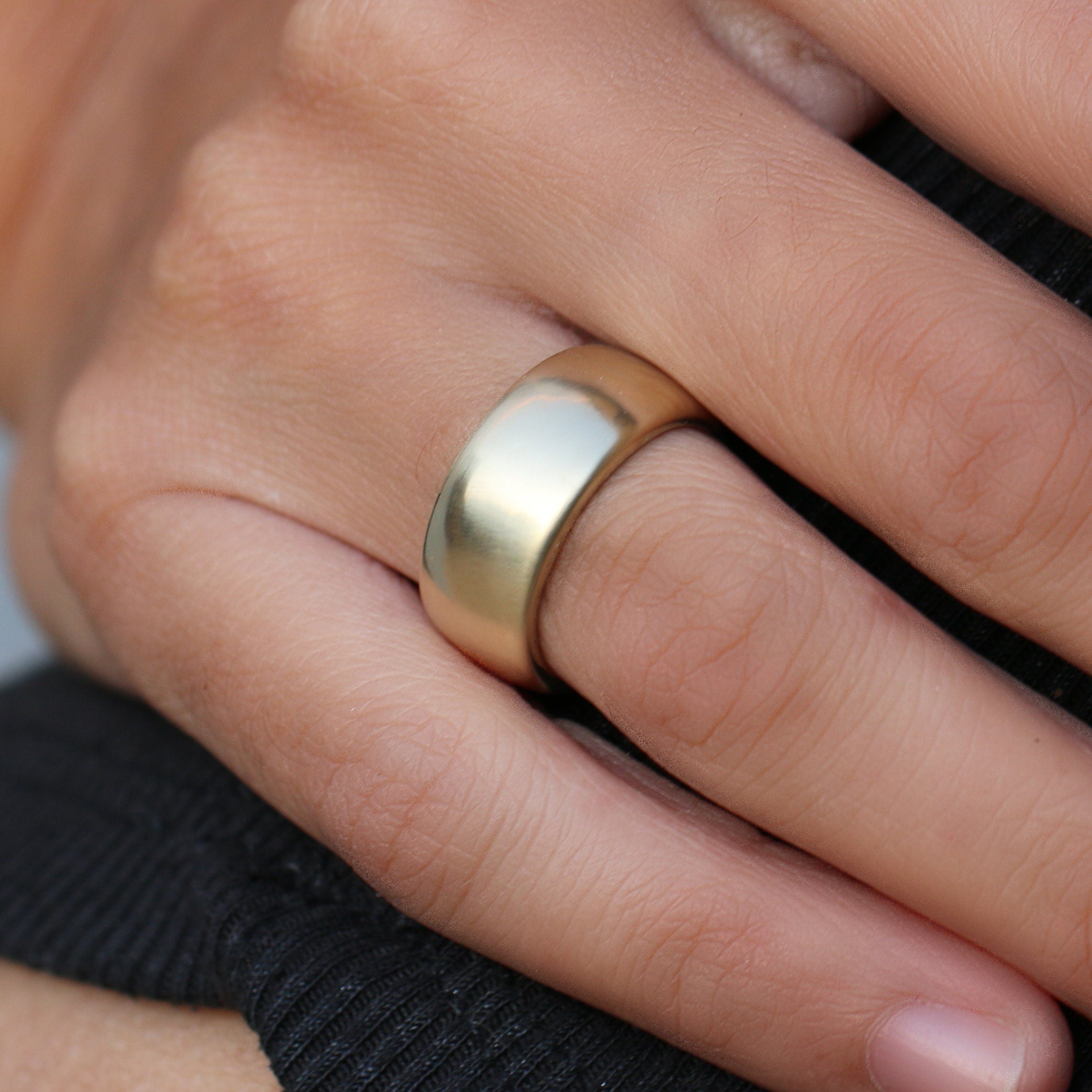 9 mm Gold Band • Women's Wedding Wide Band • Classic Ring • Wedding Dome Ring • Personalized Ring • Comfort Fit • Handmade Wedding Band