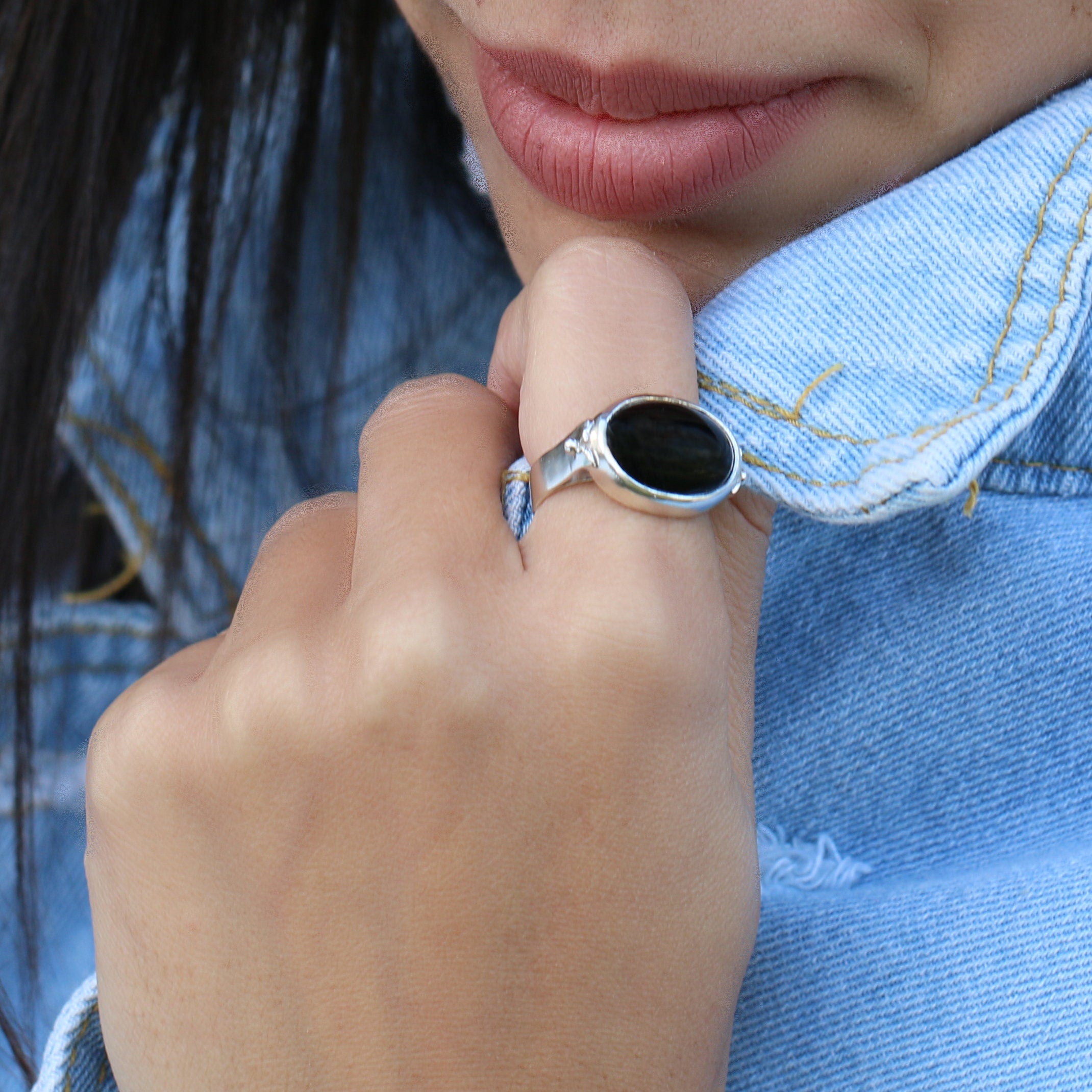 Black Ring,Jewelry for Women,Onyx Rings,Womens Gemstone Rings,Boho Sterling Silver Rings,Statement Ring,Bohemian Rings,Mother's Day Gift