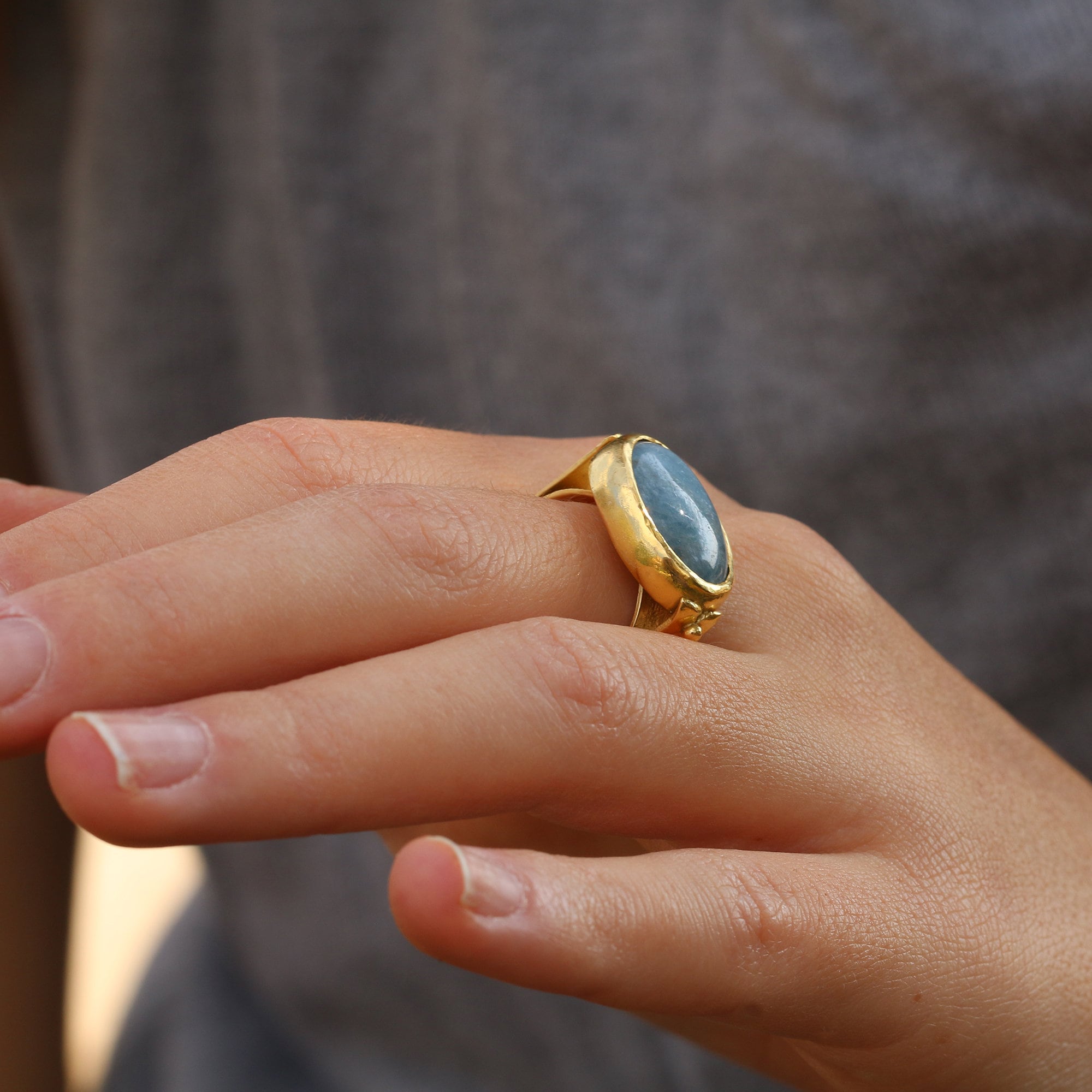 Boho Rings for Women,Statement Jewelry,Aquamarine Ring,14k Gold Rings for Women,March Birthstone Ring,Gemstone Rings,Oval Engagement Ring