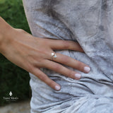 Elegant Aquamarine Silver Open Ring For Women- Handcrafted Jewelry • Delicate Silver Gemstone Ring • Adjustable Open Ring Minimalist