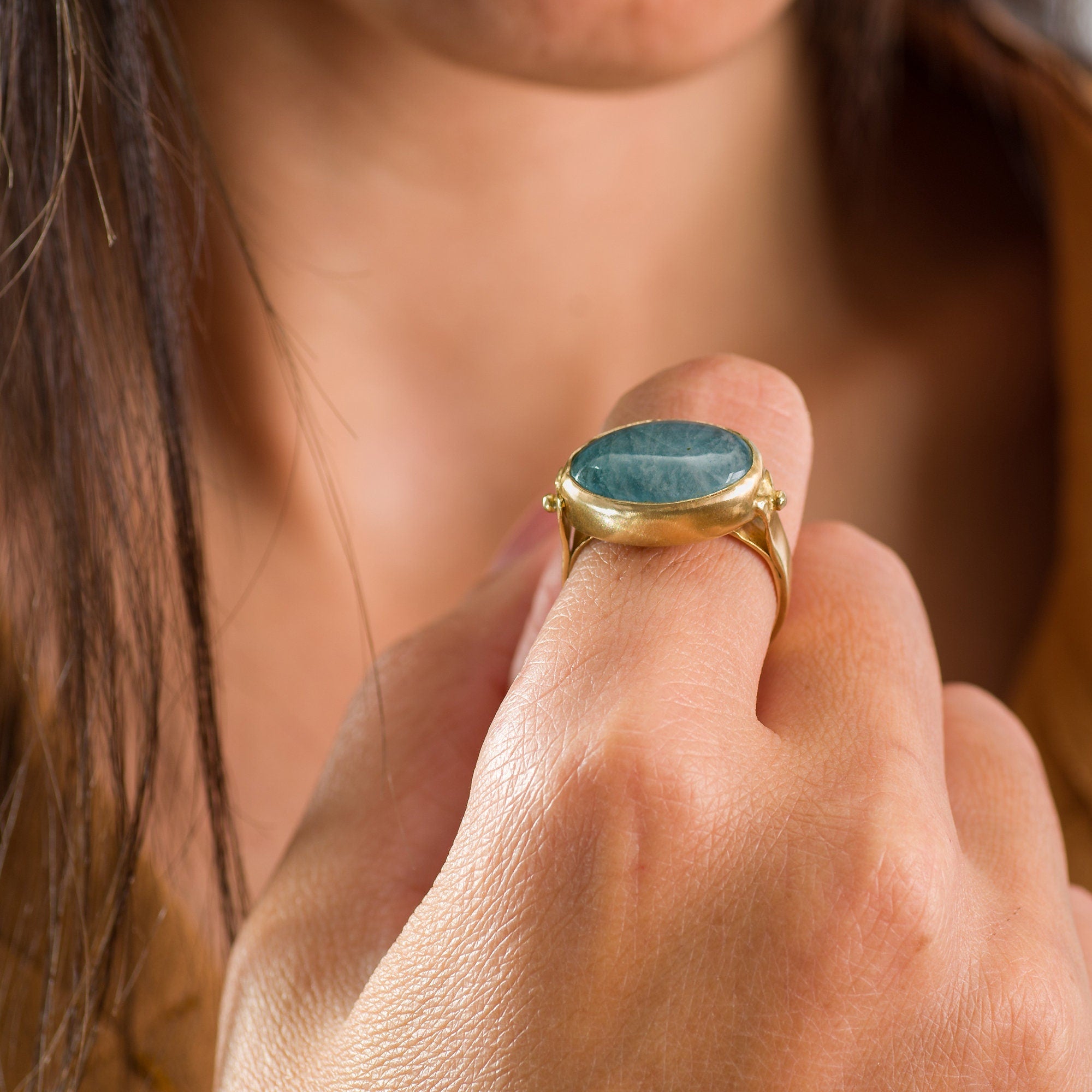 Boho Rings for Women,Statement Jewelry,Aquamarine Ring,14k Gold Rings for Women,March Birthstone Ring,Gemstone Rings,Oval Engagement Ring