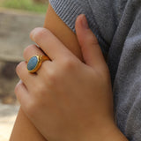 Boho Rings for Women,Statement Jewelry,Aquamarine Ring,14k Gold Rings for Women,March Birthstone Ring,Gemstone Rings,Oval Engagement Ring