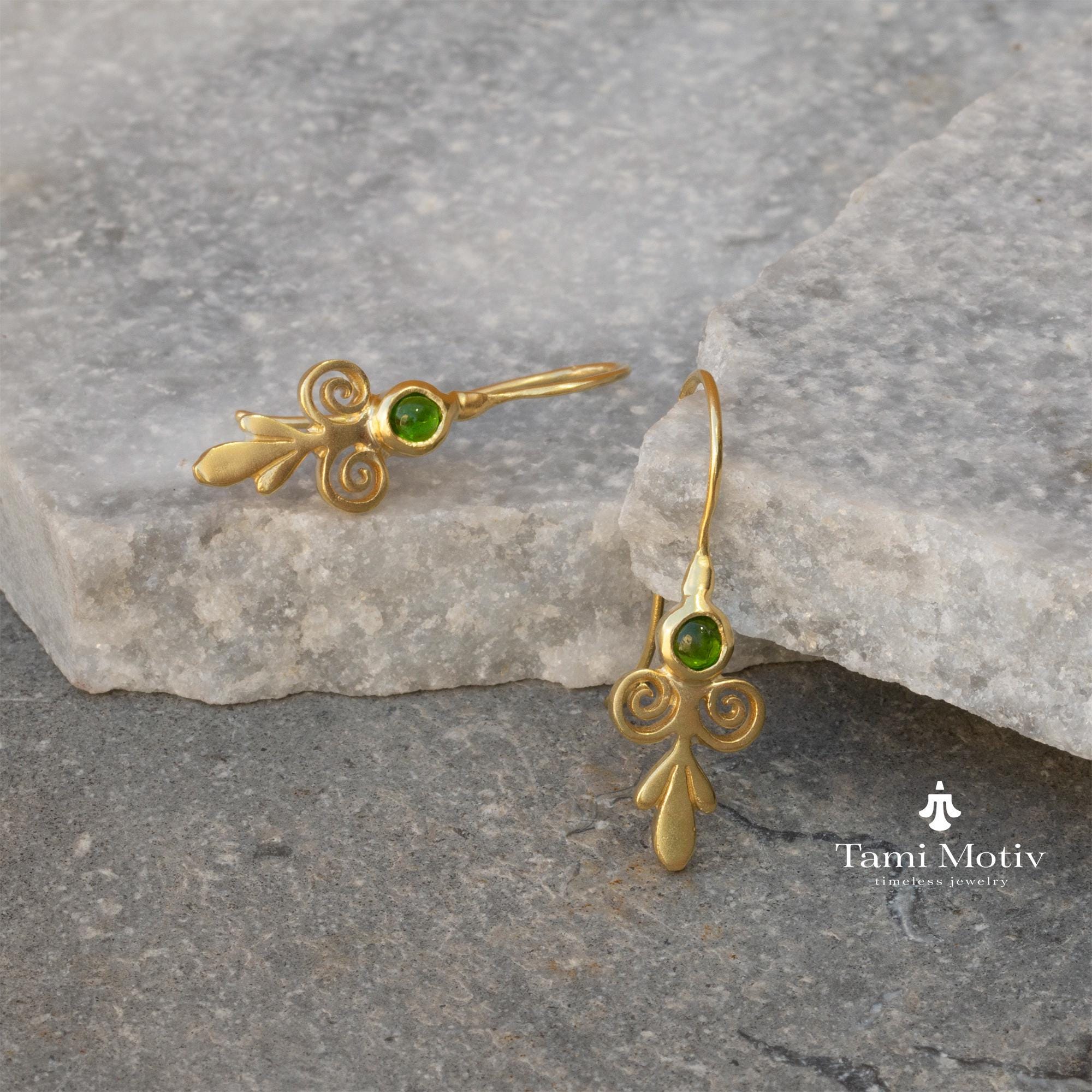 Handcrafted Victorian Gold Peridot Earrings • August Birthstone Jewelry Gift