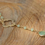 Green Stone Pendant Necklace • Beaded Necklace for Women • Rosary Necklace • Flower Necklace • Fashion Jewelry for Women • Gift for Women