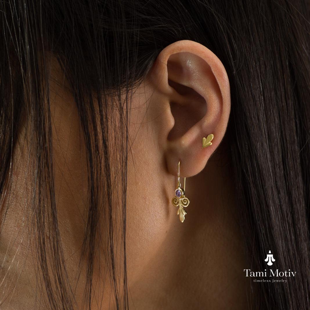 Pink Tourmaline Dangle Earrings - Vintage Spirals for Her • Floral Gold Earrings • Gift Earrings For Her • Tourmaline Birth Stone Drops