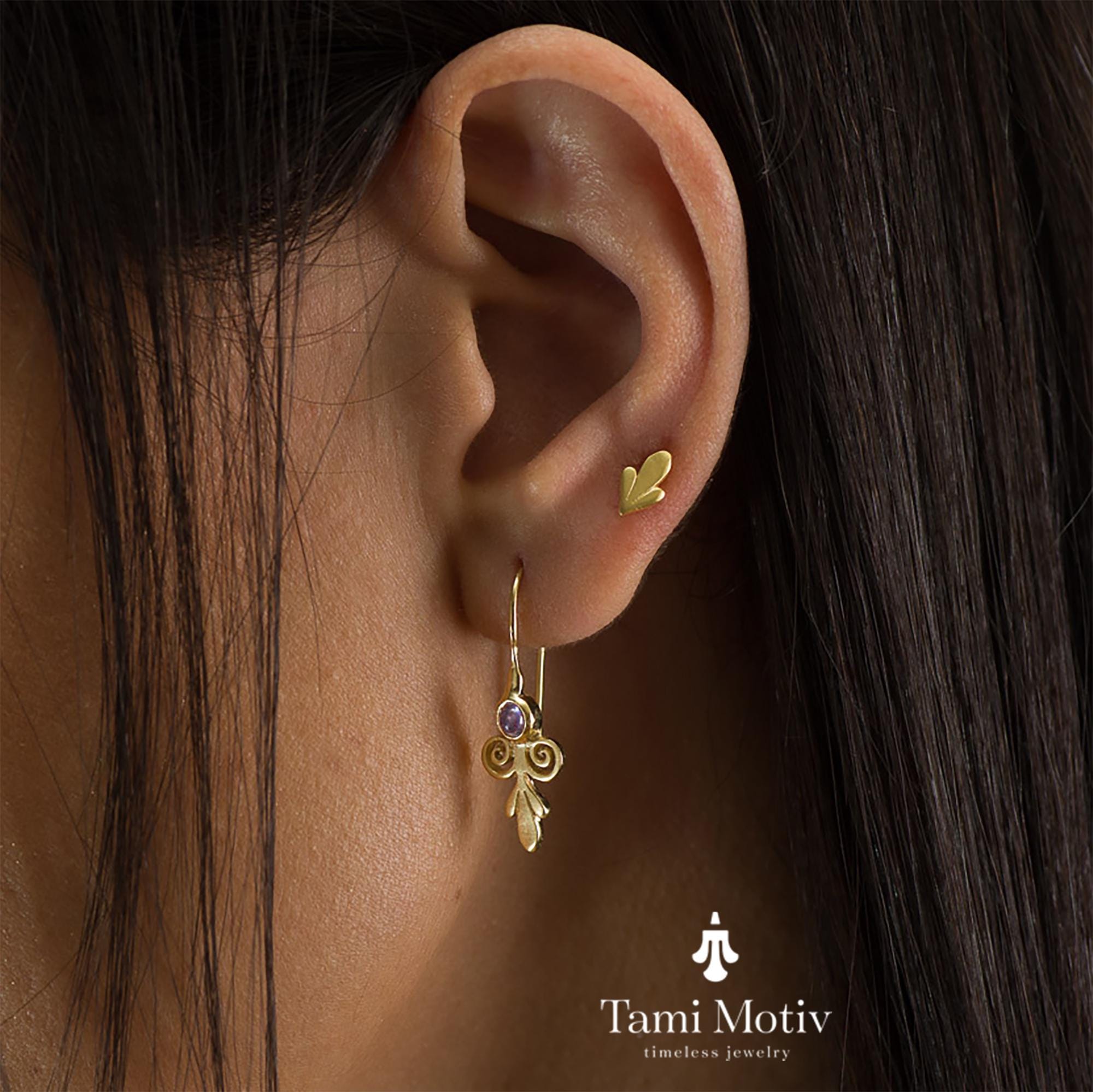 Pink Tourmaline Dangle Earrings - Vintage Spirals for Her • Floral Gold Earrings • Gift Earrings For Her • Tourmaline Birth Stone Drops