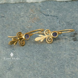 Victorian Style Handcrafted Gold Drop Earrings With Iolite Purple Stone • Dangle Earrings • Iolite Vintage Earrings • Gift Earrings For Her