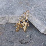 Victorian Style Handcrafted Gold Drop Earrings With Iolite Purple Stone • Dangle Earrings • Iolite Vintage Earrings • Gift Earrings For Her