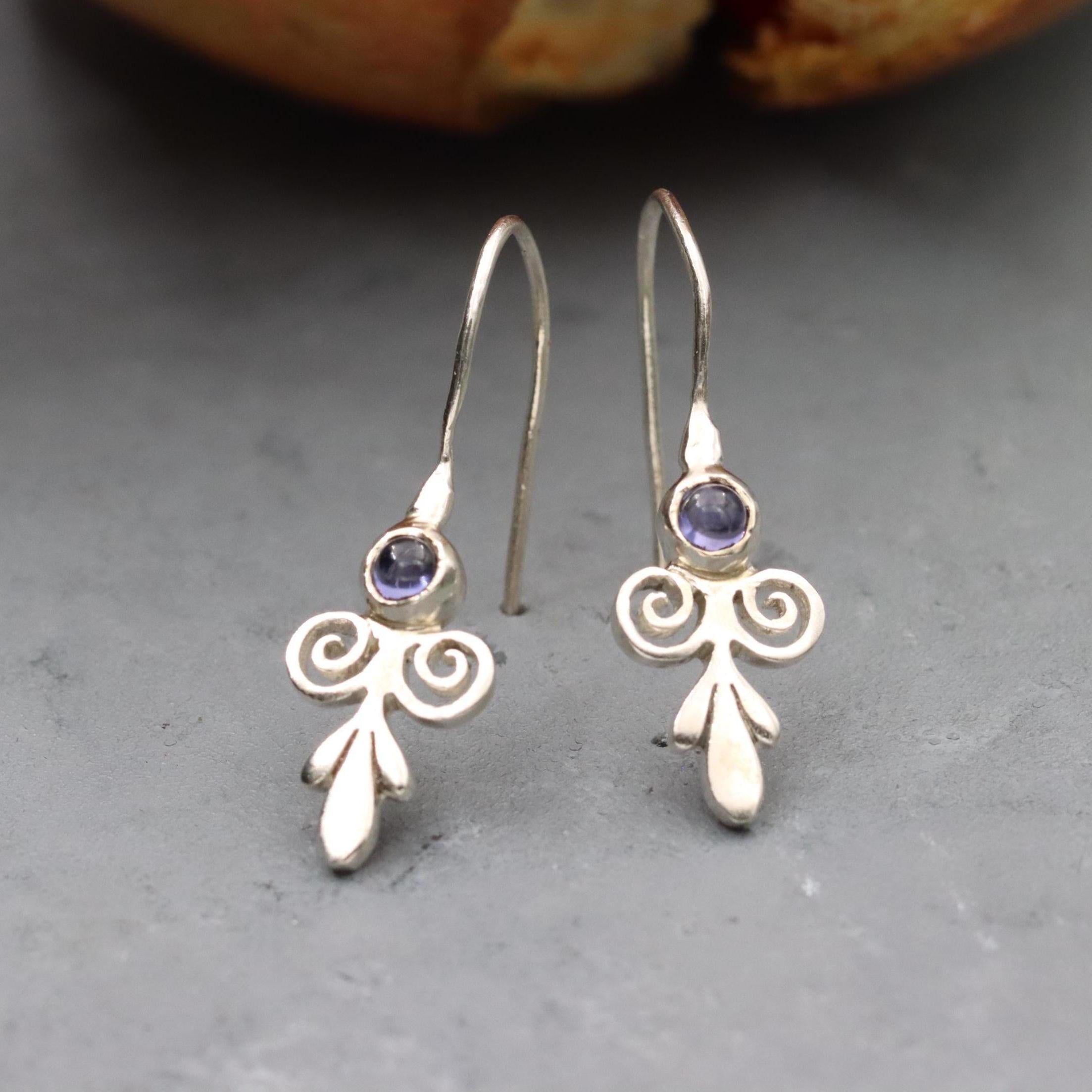 Lolite earrings • Purple Stone Earrings • Handcrafted Silver Drop Earrings • Dangle Earrings • Vintage Earrings • Gift For Mom