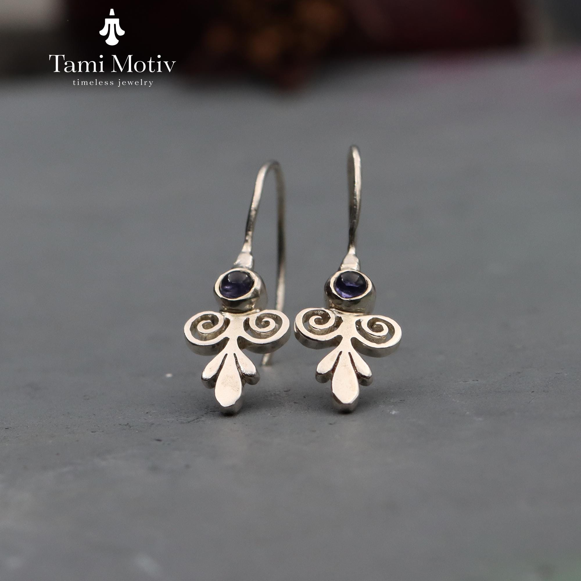 Lolite earrings • Purple Stone Earrings • Handcrafted Silver Drop Earrings • Dangle Earrings • Vintage Earrings • Gift For Mom
