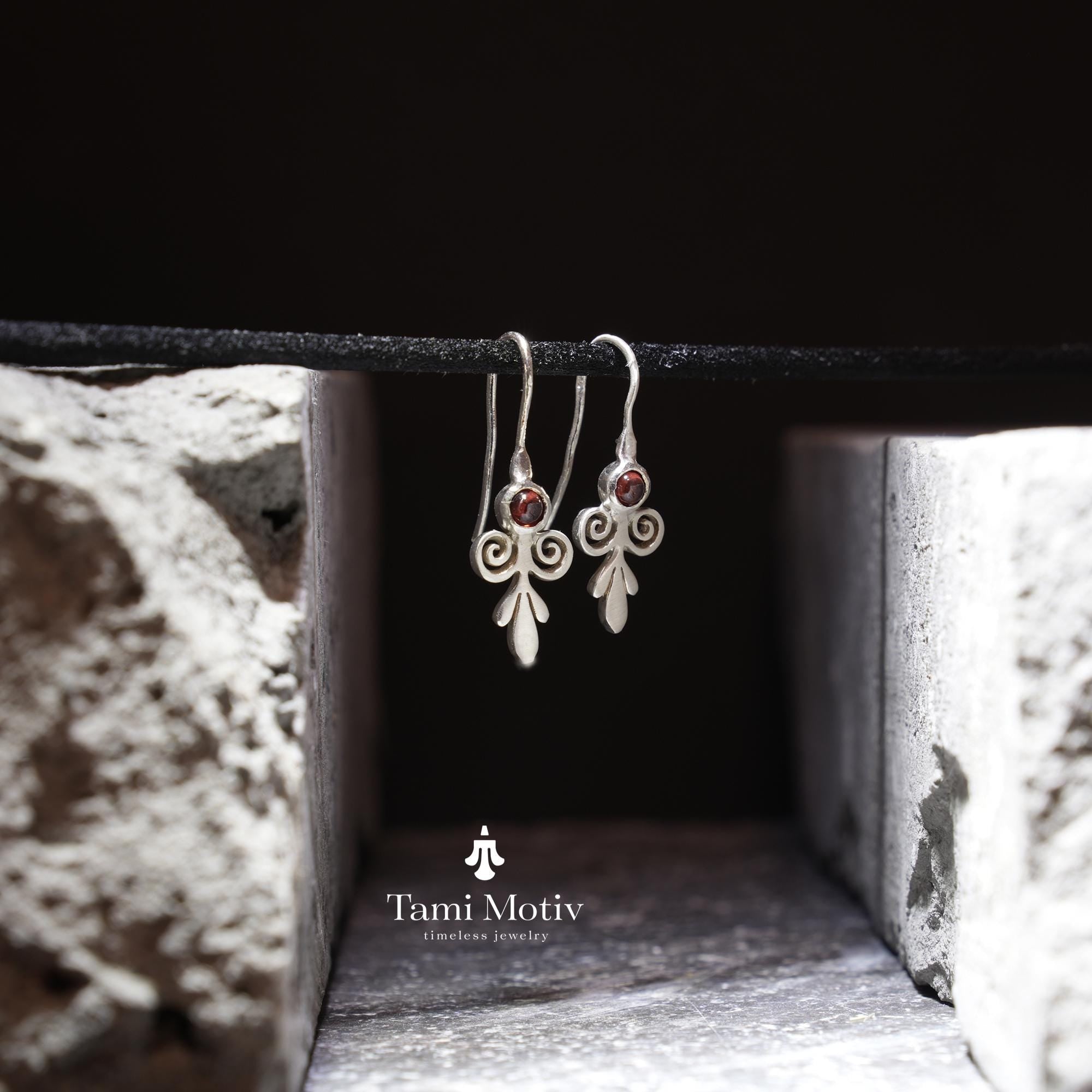 Victorian Garnet Drop Earrings - Romantic Silver Jewelry • January Birthstone earrings Gift • Dangle Earrings • Garnet Drops • Gift earrings