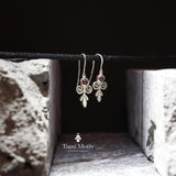 Victorian Garnet Drop Earrings - Romantic Silver Jewelry • January Birthstone earrings Gift • Dangle Earrings • Garnet Drops • Gift earrings