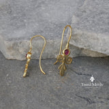 Pink Tourmaline Dangle Earrings - Vintage Spirals for Her • Floral Gold Earrings • Gift Earrings For Her • Tourmaline Birth Stone Drops
