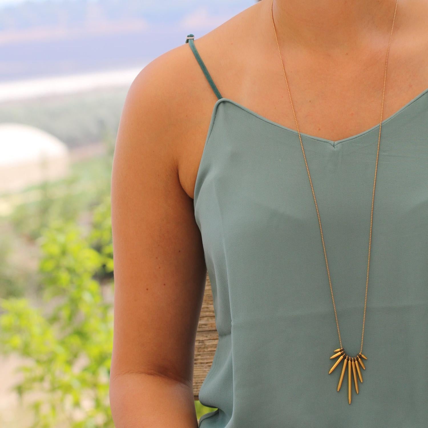 Gold Plated Spike Necklace for Women - Edgy Fashion Jewelry